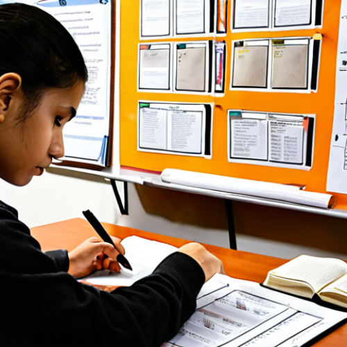 **Image Prompt 1:** A diligent young adult, a male or female student, deeply absorbed in study for a youth counselor exam. The desk is neatly organized with open textbooks (like NCERT texts), notebooks featuring elaborate mind maps and flowcharts, and a tablet displaying government reports or online resources. The scene highlights a strategic approach to understanding the core syllabus and utilizing authentic study materials, embodying an insightful and dedicated learning process. The lighting is soft and focused, creating an atmosphere of intellectual concentration and thorough preparation. Realistic, detailed illustration style.