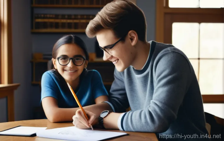 청소년상담사 실기시험 채점 기준 - **Prompt: Clear Communication and Welcoming Demeanor**
    A vibrant, medium shot showing a diverse ...