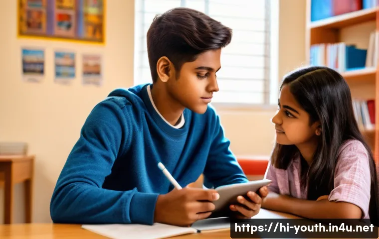 청소년상담사 현장에서의 사례 관리 - A compassionate Indian counselor attentively listening to a teenage boy in a cozy counseling room de...