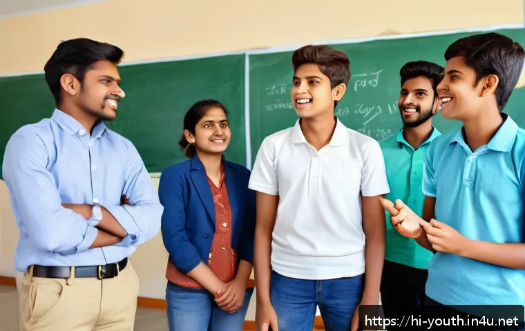 청소년상담사와 청소년 리더십 교육 사례 - A diverse group of confident Indian youth in their late teens, dressed in casual but modest clothing...
