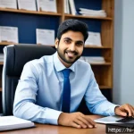 Home 23 청소년상담사 취업 시 필요한 이력서 작성법 - A professional office setting showing a South Asian male job applicant dressed in formal business at...